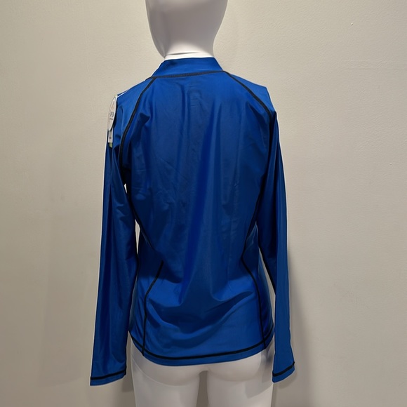TSLA Blue UPF 50+ Zipper Rash Guard, Water Surfing Long Sleeve Swimsuit/ Wetsuit - Picture 9 of 9